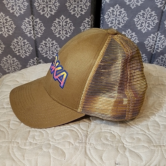 Hoka Tan Trucker Hat with Multicolor Logo - Picture 2 of 6